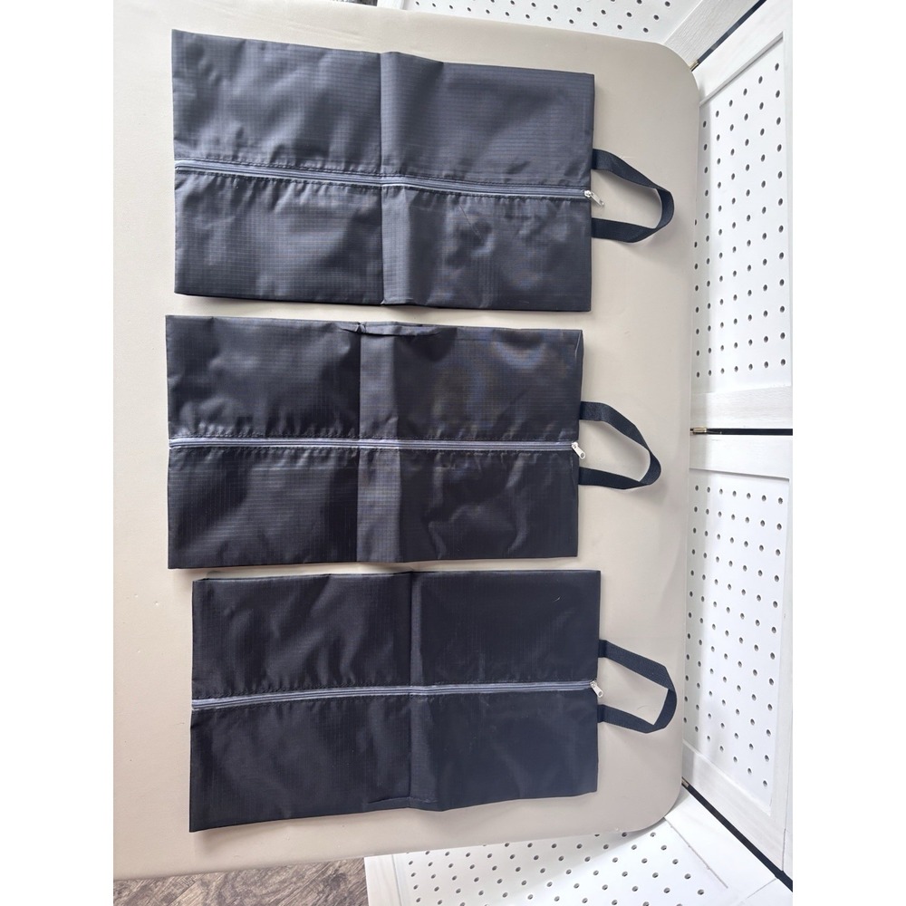 Lot/3 Travel Shoe Protector Bags Black Zip Closure Luggage